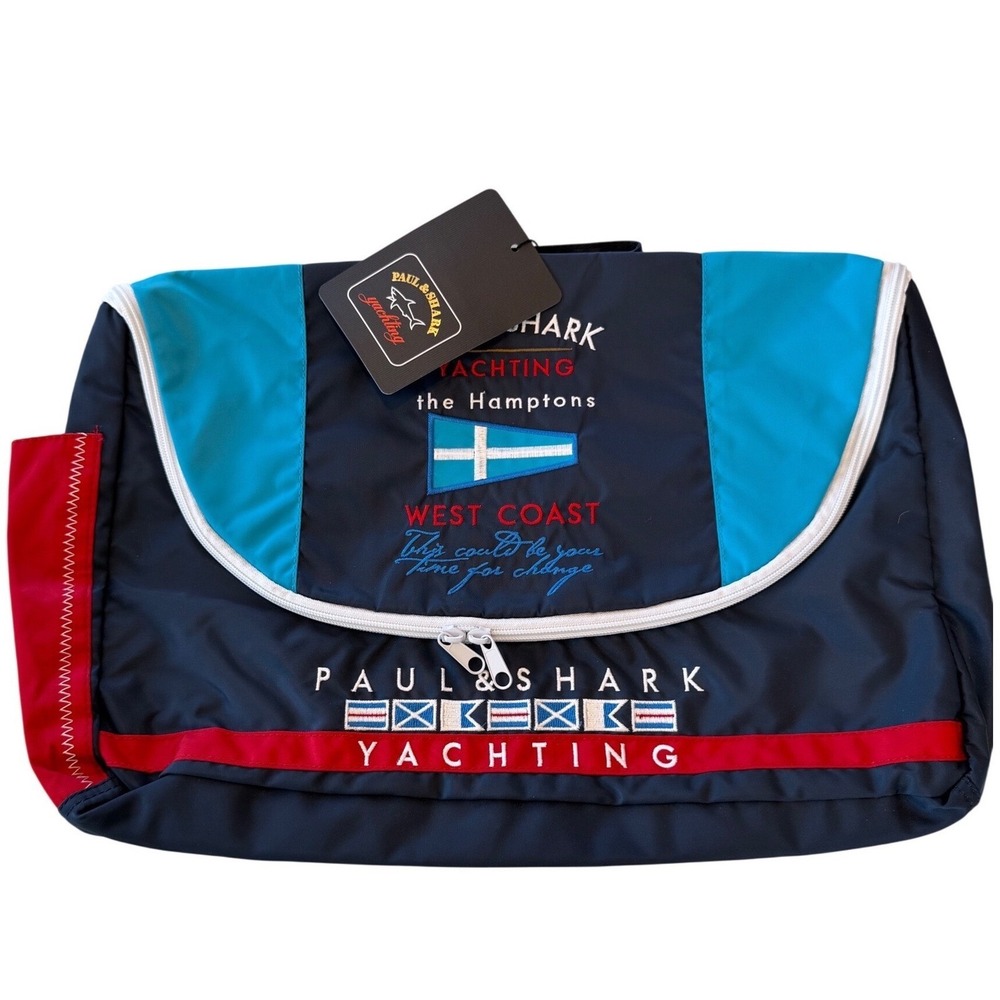 Paul & Shark Yachting Messenger Bag Navy Blue Hamptons West Coast Made in Italy